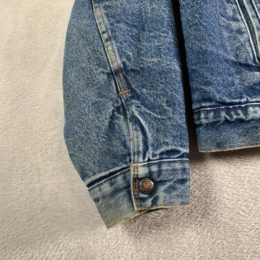 Vintage Levi's Sherpa Trucker Jacket Mens 42R Blue Denim Made USA 80s 70608 0216